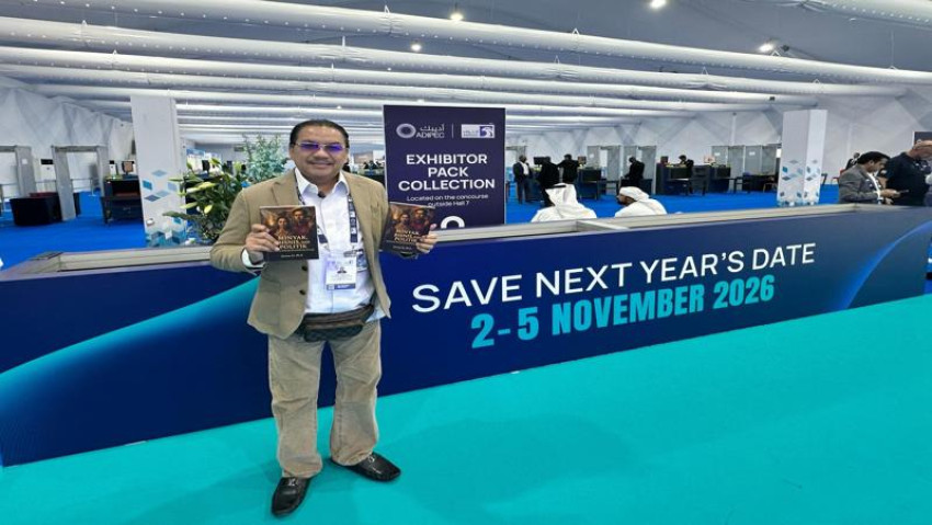 Denny JA saat meluncurkan buku ke-102 di ADIPEC, Abu Dhabi/Orbit Indonesia