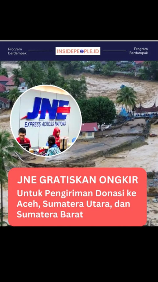 JNE Gratiskan Ongkir untuk pengiriman donasi ke Aceh, Sumatera Utara dan Sumatera Barat