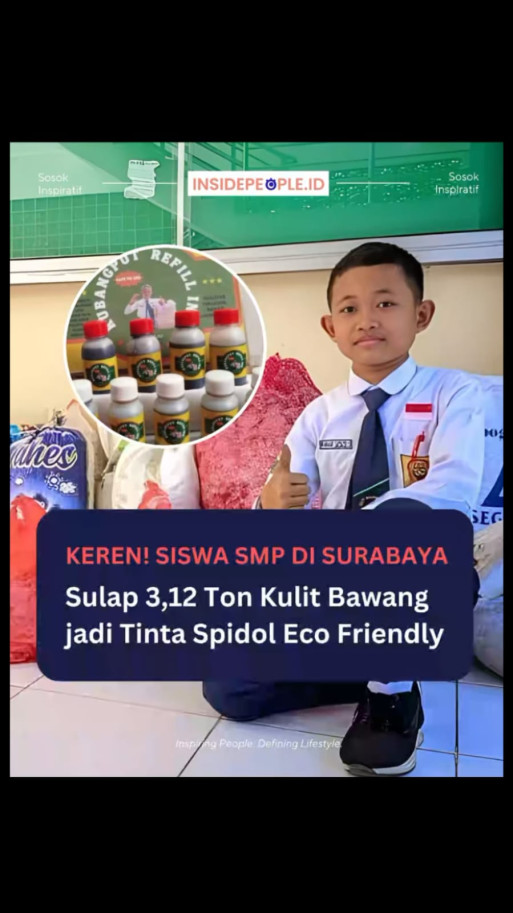 Siswa SMP di Surabaya Sulap 13,2 Ton Kulit Bawang jadi Tinta Spidol Eco Friendly