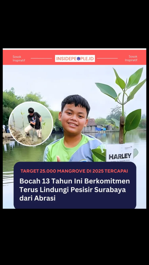 Bocah 13 Tahun Ini Berkomitmen Terus Lindungi Pesisir Surabaya Dari Abrasi 