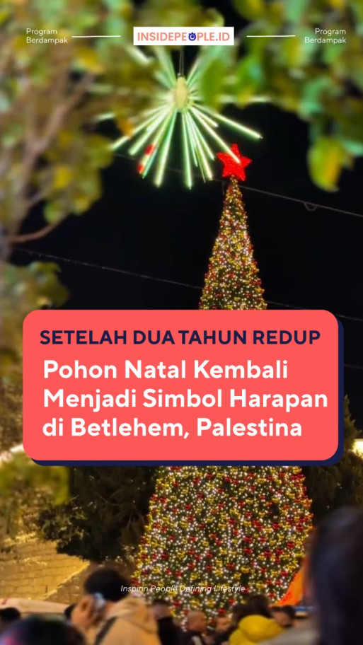 Setelah Dua Tahun Redup Pohon Natal Kembali Menjadi Simbol Harapan di Betlehem, Palestina